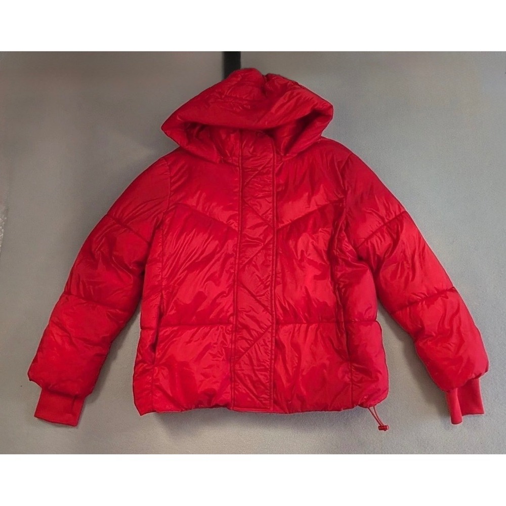 BCBGeneration Red Puffer Jacket Hooded Premium Performance Quilted Coat Medium